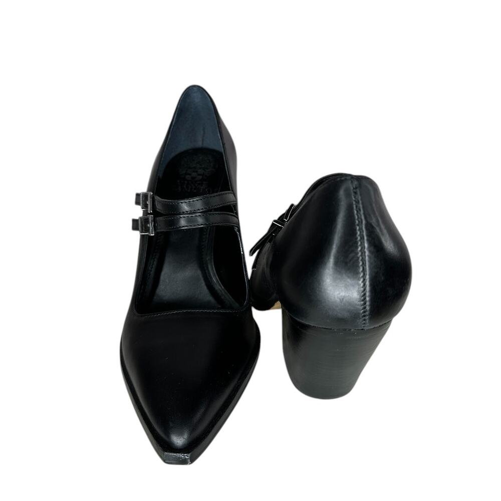 Vince Camuto Dahlein Block Black Leather Heel Point Toe Heels Pumps Size 8 - Picture 6 of 11